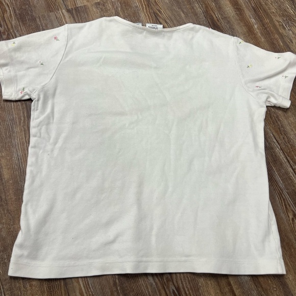 Vintage 90s V-neck short sleeve with embroidered flowers - Picture 4 of 4